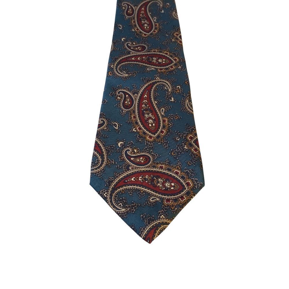 Harve Benard Neck Tie Mens‎ Teal Navy Red Paisley Silk Business Sophisticated